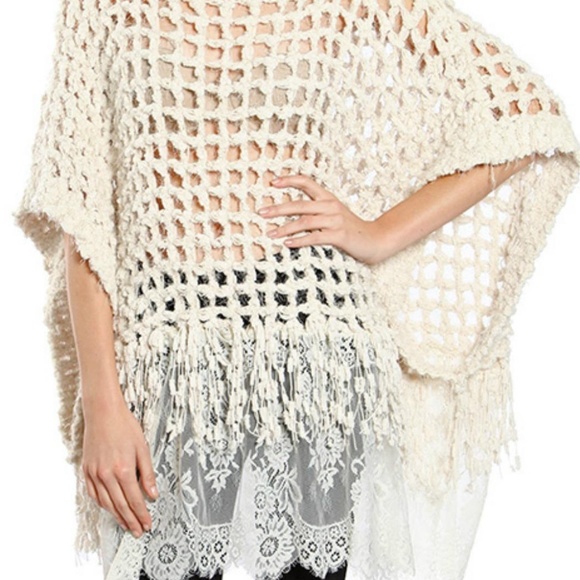 Ryu Sweaters - RYI Crochet Lace Poncho